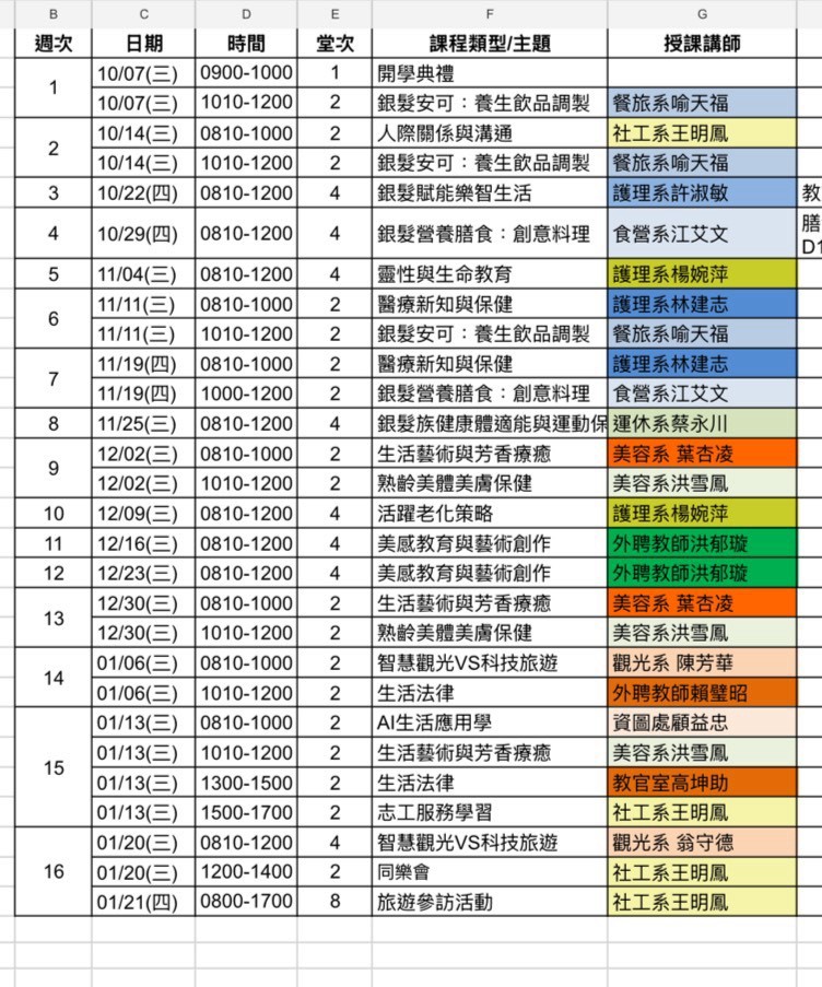 115-1 美和樂大課表圖片